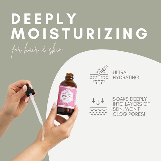 Leven Rose Emu Oil applied on skin for fast absorption and softness.