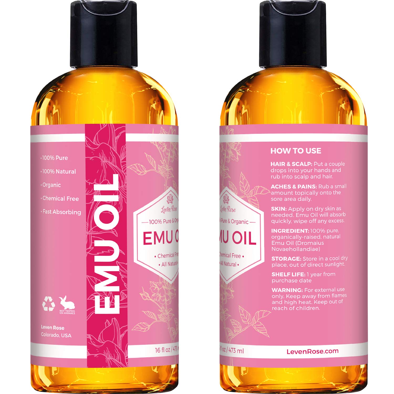 Leven Rose Emu Oil fragrance-free formula for sensitive skin.