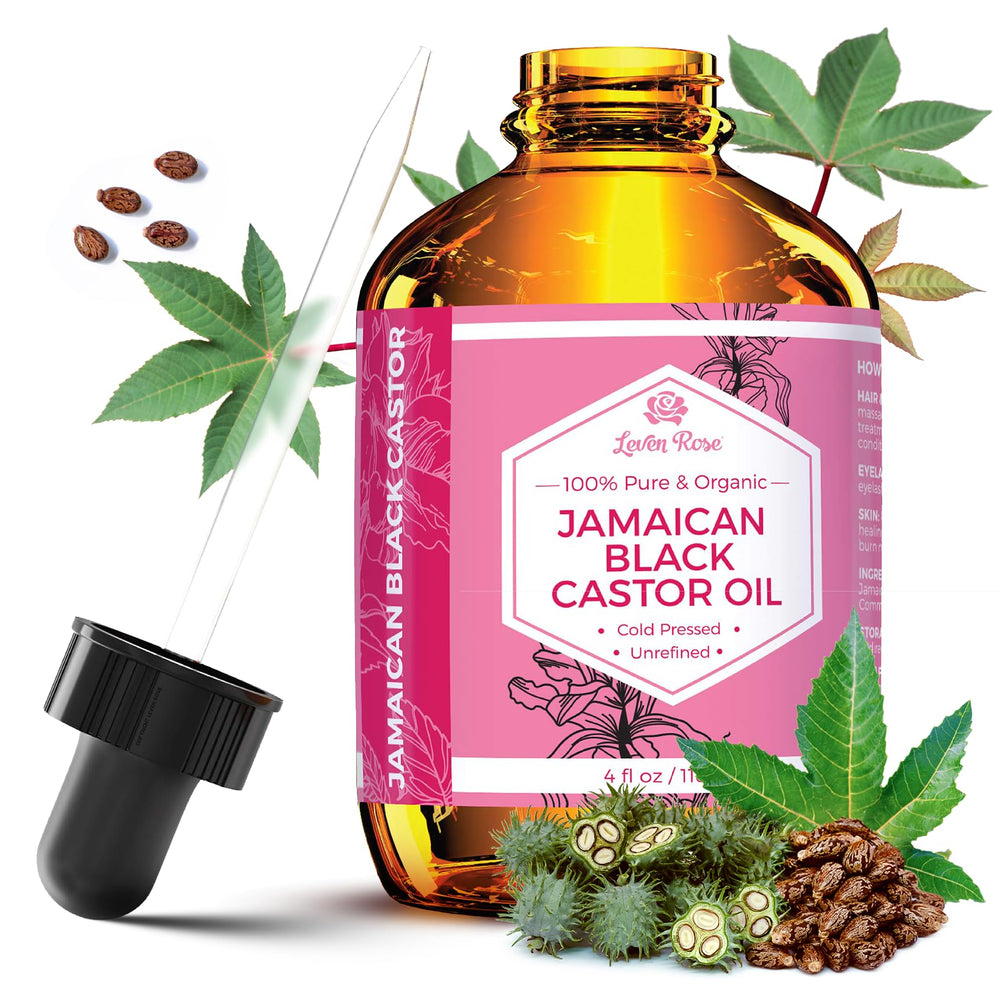Leven Rose Jamaican Black Castor Oil bottle for natural hair and skin care