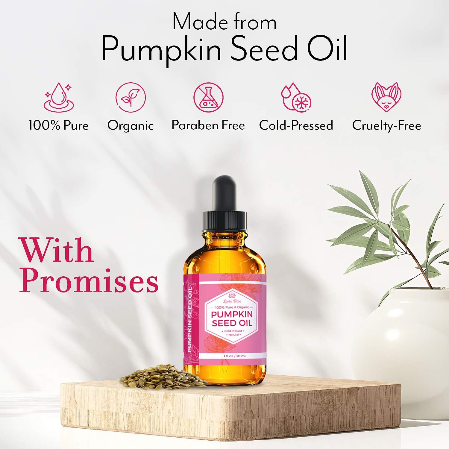 Pumpkin seed oil texture close-up highlighting pure unrefined formula.