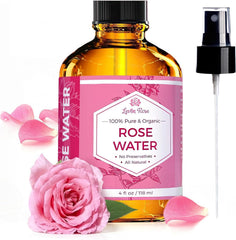 Leven Rose Rose Water Spray bottle closeup for refreshing facial hydration