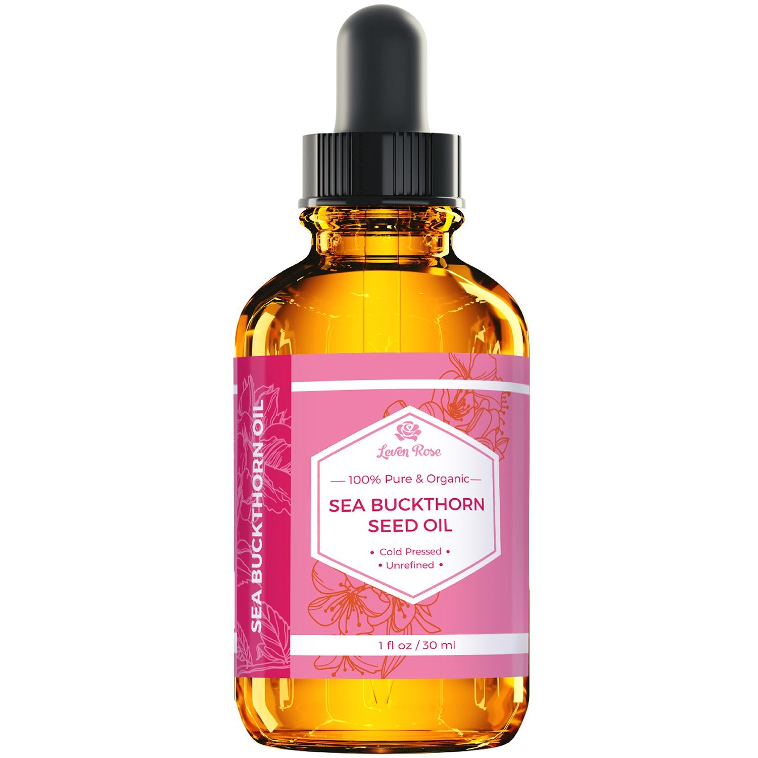 Leven Rose Sea Buckthorn Oil dropper for concentrated nighttime skincare.