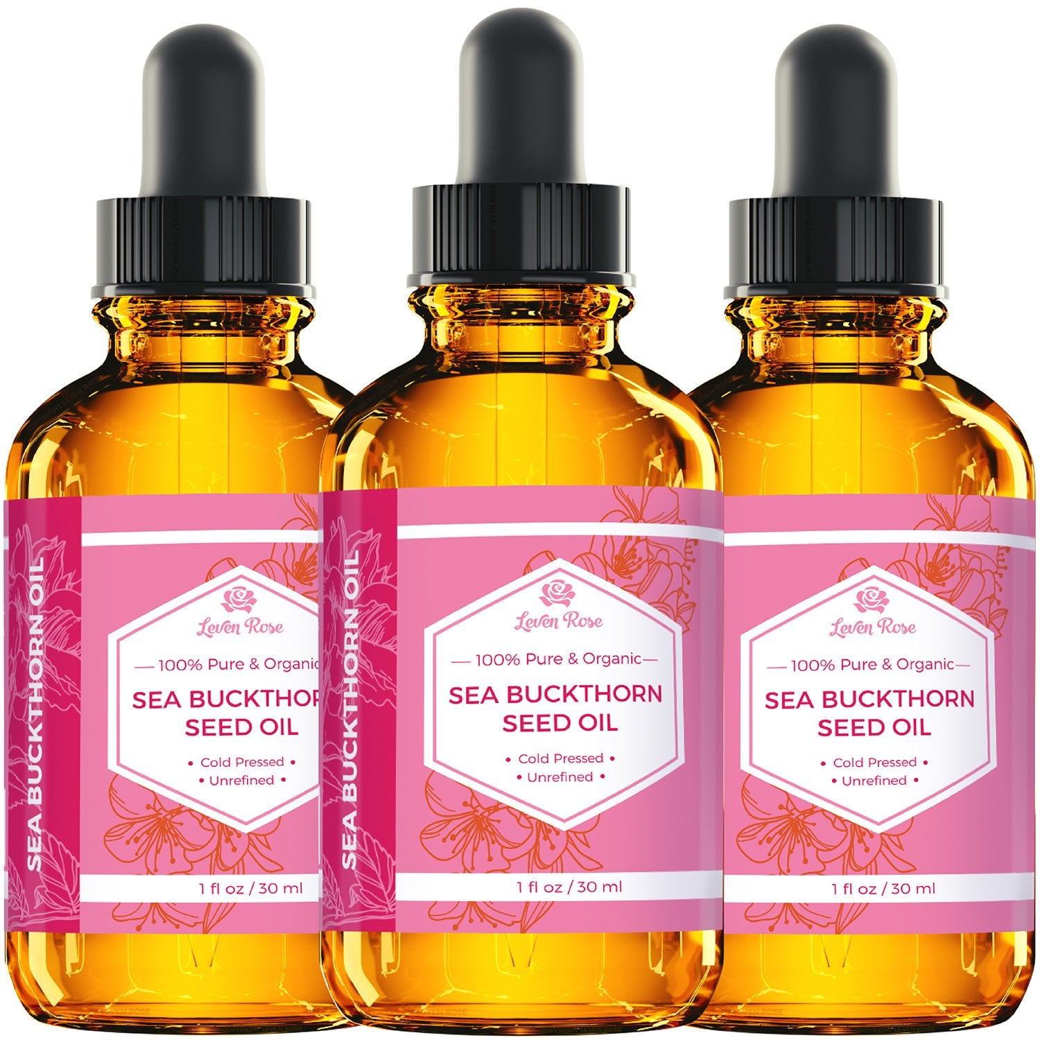 Leven Rose Sea Buckthorn Oil on the face shows quick absorption.