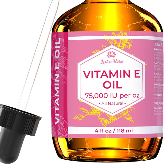 Leven Rose Vitamin E Oil 4oz bottle, deep hydration for skin