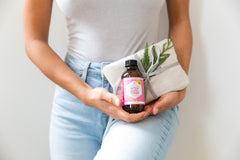 Leven Rose Witch Hazel Toner amber bottle storage suggests potency preservation.