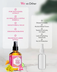 Leven Rose Witch Hazel Toner face weekly toning close-up highlights natural ingredients.