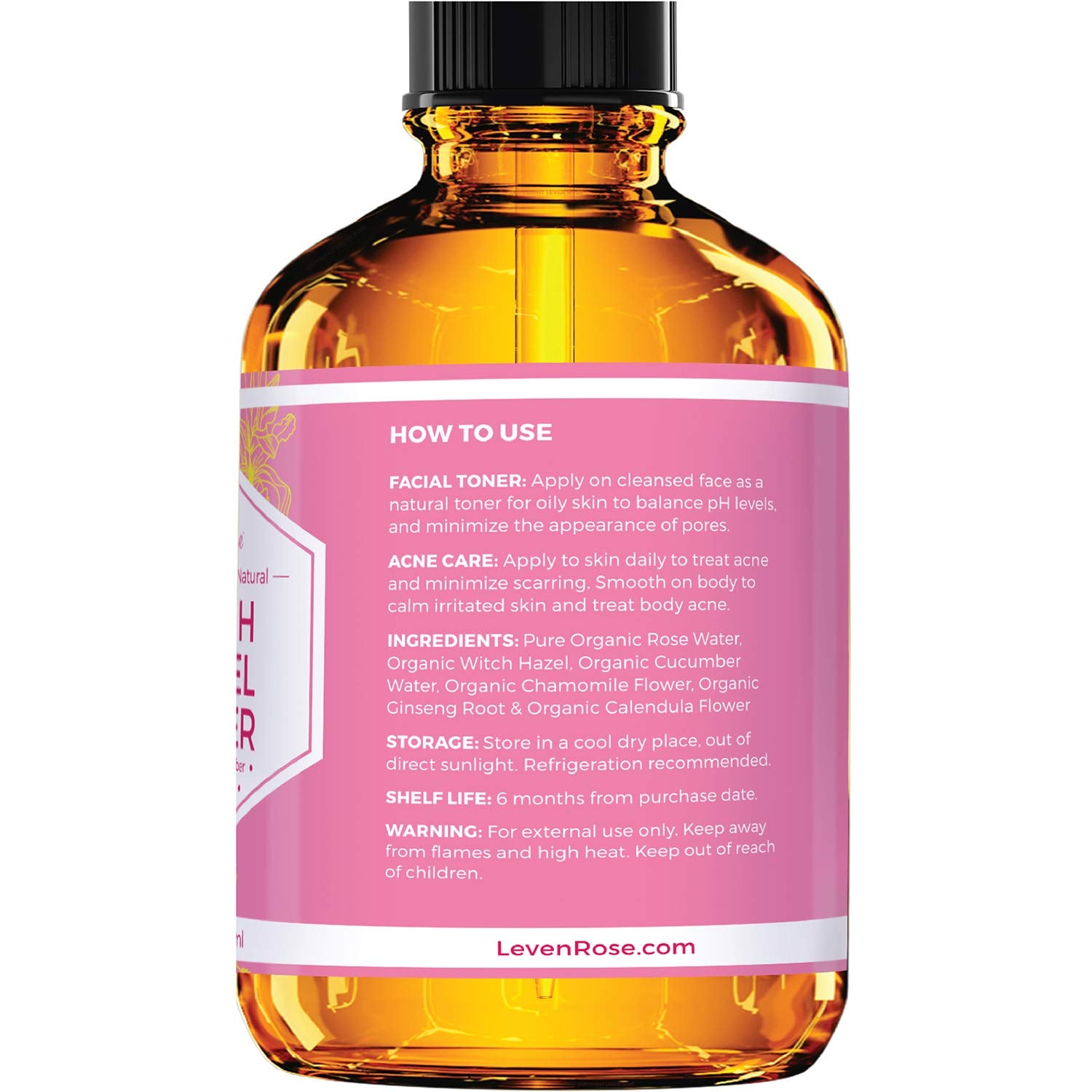 Leven Rose Witch Hazel Toner rose-water mist provides refreshing on-the-go hydration.