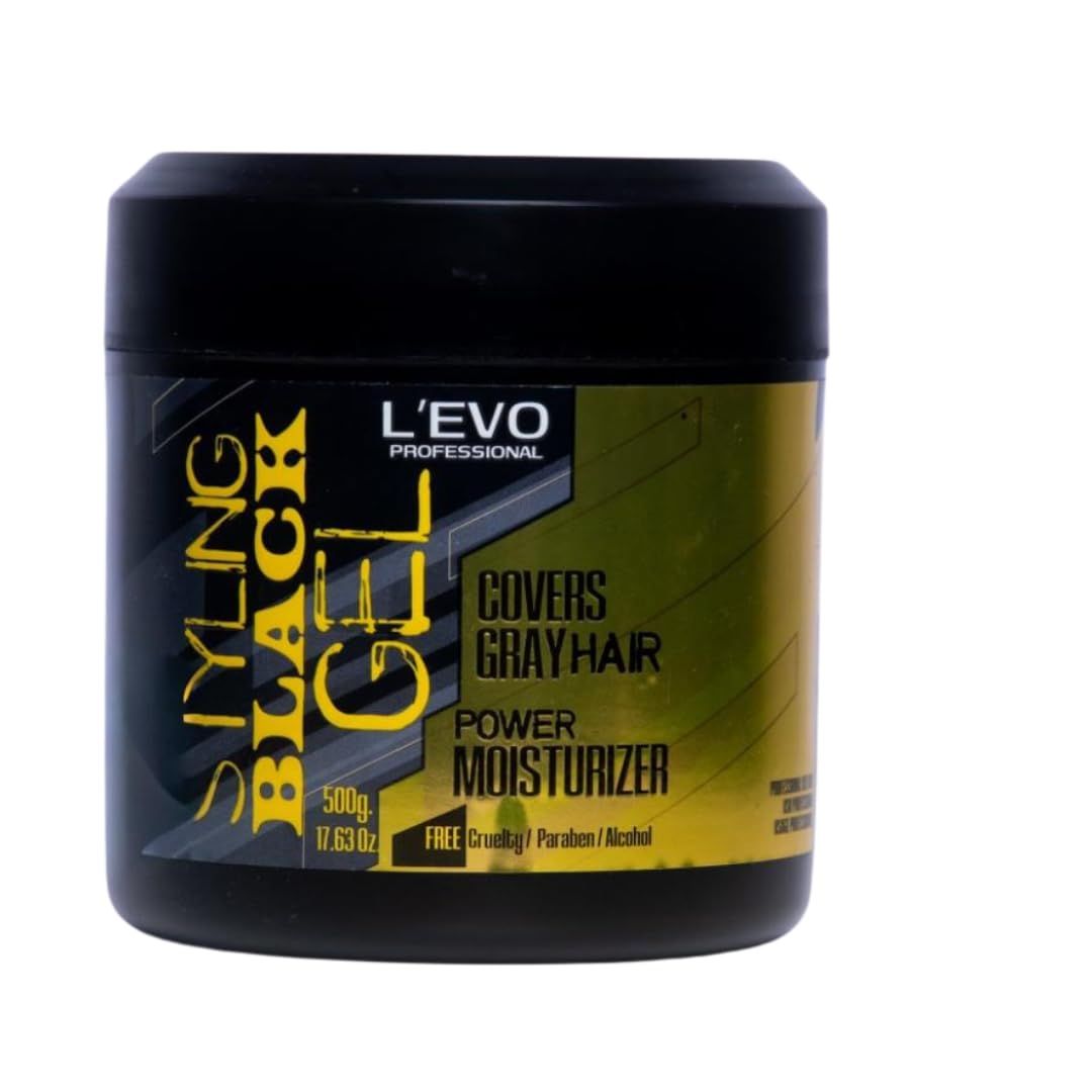 L'EVO PROFESSIONAL black styling gel bottle showing gray blending for daily control