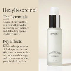 LEVOIRE SKIN dark-spot-serum label closeup emphasizes clean, vegan formula