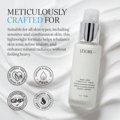 LEVOIRE SKIN dark-spot-serum packaging box emphasizes premium vegan skincare