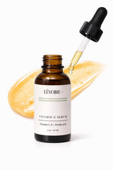 LEVOIRE SKIN Vitamin C Radiance Serum bottle closeup highlighting premium packaging and brightening potential.