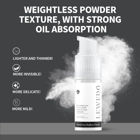 Lewedo powder bottle nozzle enables precise root application for quick styling.
