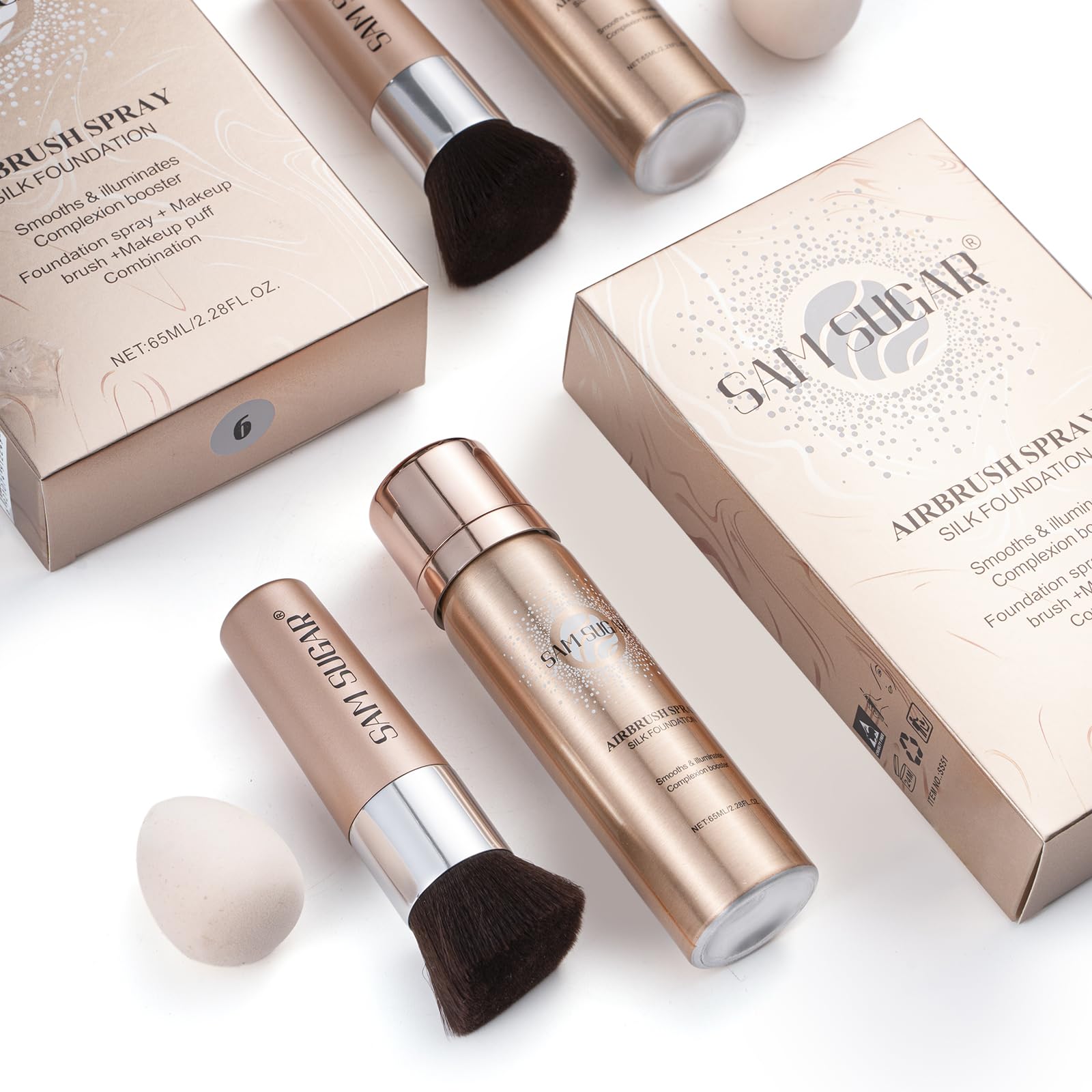 Lezero AirBrush Foundation Spray shade Sunny Beige for bright warm undertones