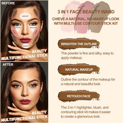 Lezero blush stick application demonstrates soft color for rosy cheeks.
