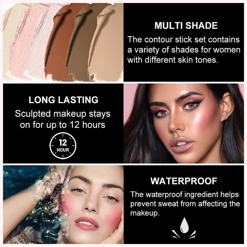 Lezero contour stick bronzer along jawline for a softened, contoured edge.