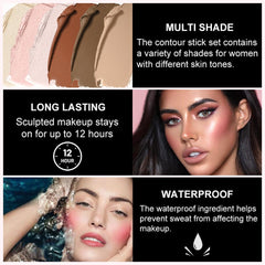 Lezero contour stick bronzer along jawline for a softened, contoured edge.