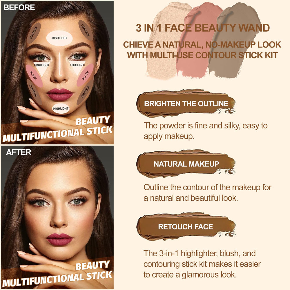 Lezero highlighter-stick glow emphasizes cheekbones with a radiant, dewy finish.