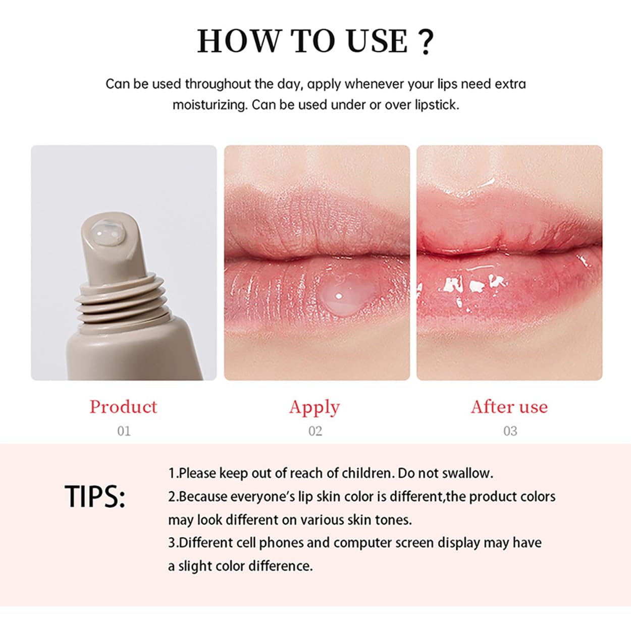 LFuTPm application close-up shows buttery texture on lips.