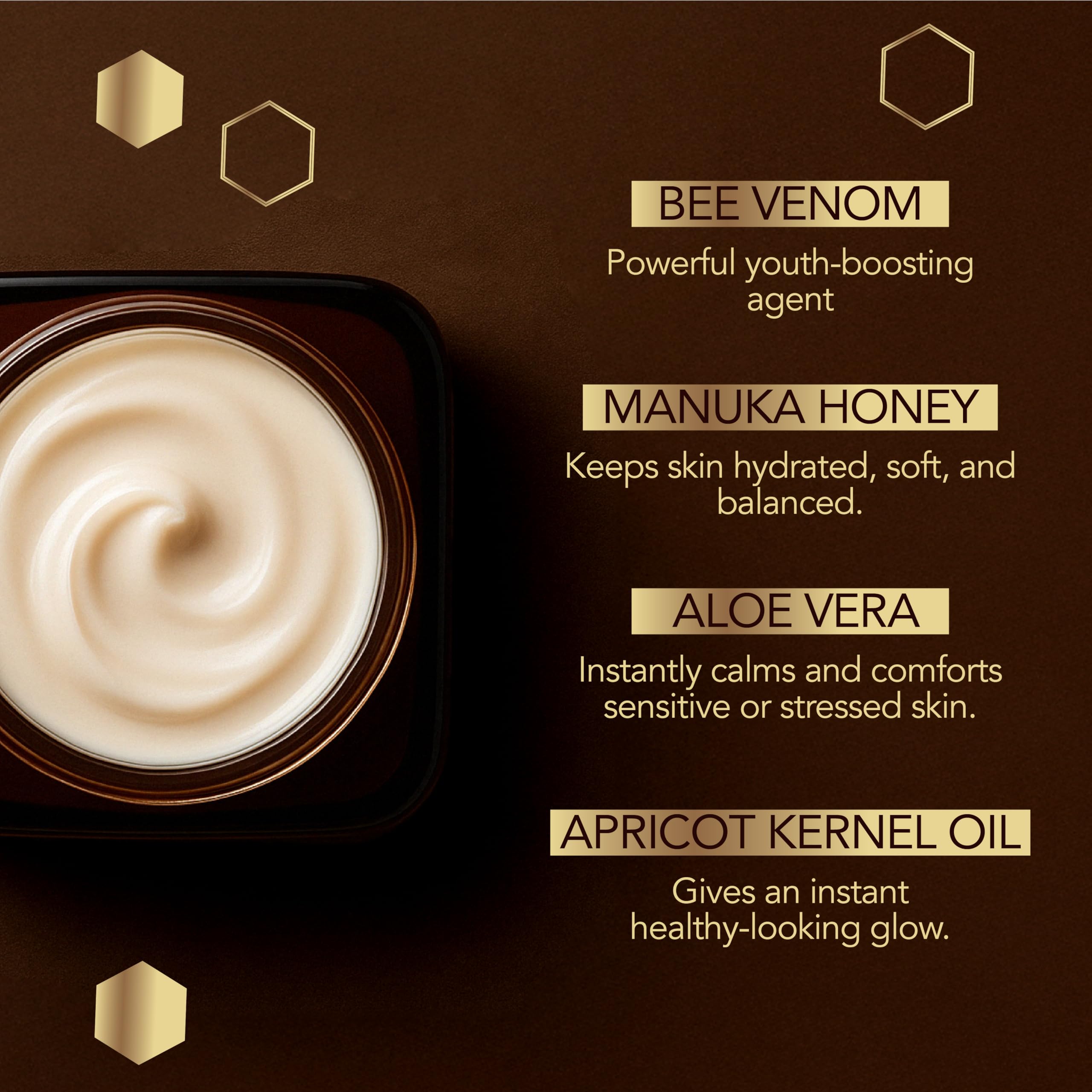 LHIVE bee venom cream aloe vera infusion shows soothing, hydrating benefit.