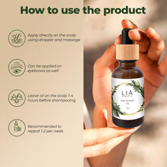 Lia Organics Hair Growth Oil ingredients close-up shows premium plant oils