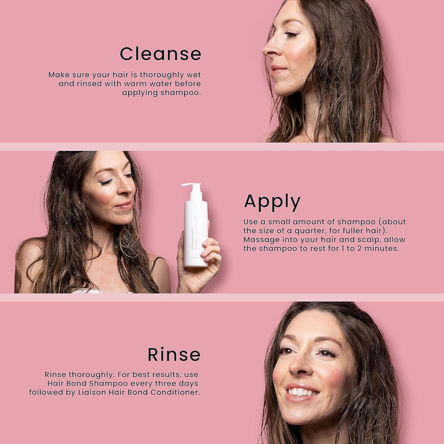 Liaison Hair Bond Shampoo foamy lather captured, hinting at a gentle cleanse experience.