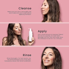 Liaison Hair Bond Shampoo foamy lather captured, hinting at a gentle cleanse experience.