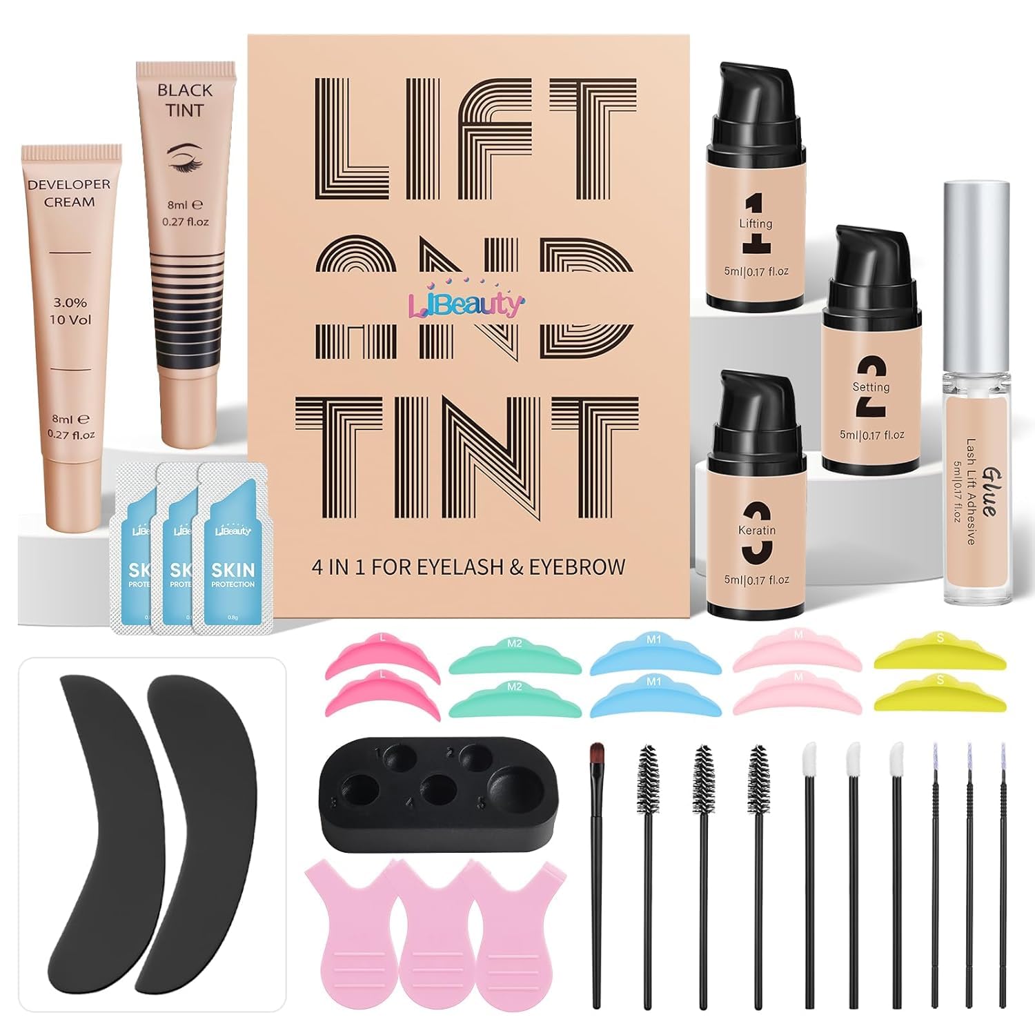 Libeauty lash lift color kit packaging shows premium at-home set