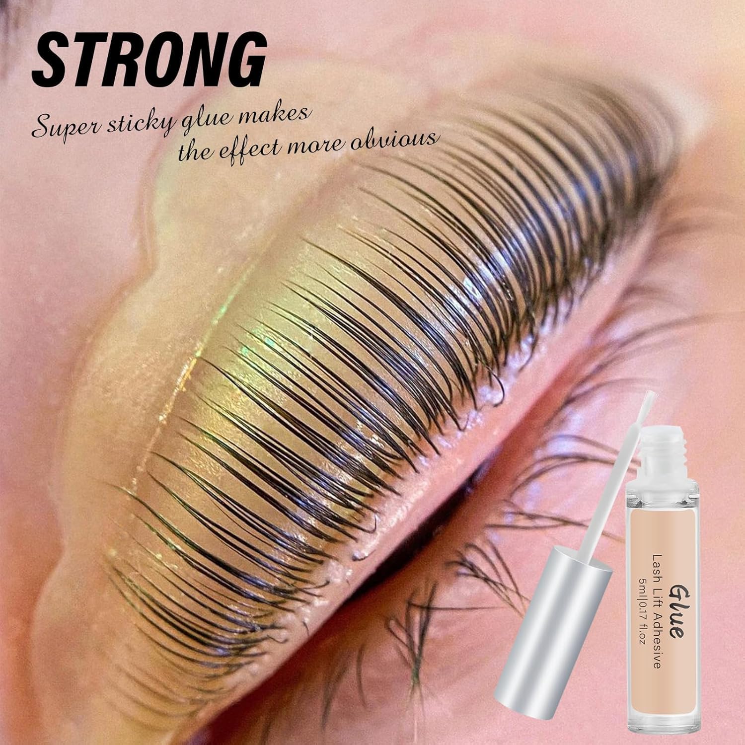 Libeauty Lash Lift Glue bottle demonstrates strong-hold for secure lift.