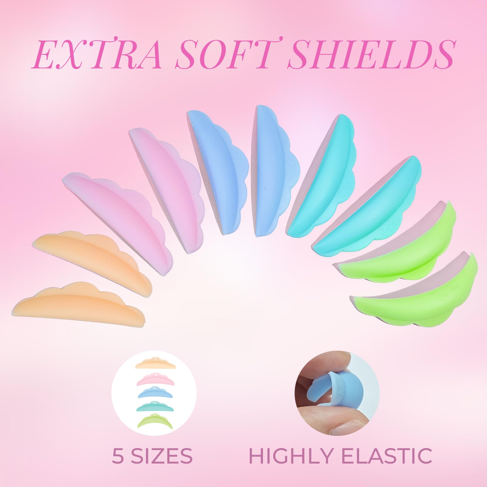 Libeauty soft shield pads in five sizes fit eyelids for natural results.