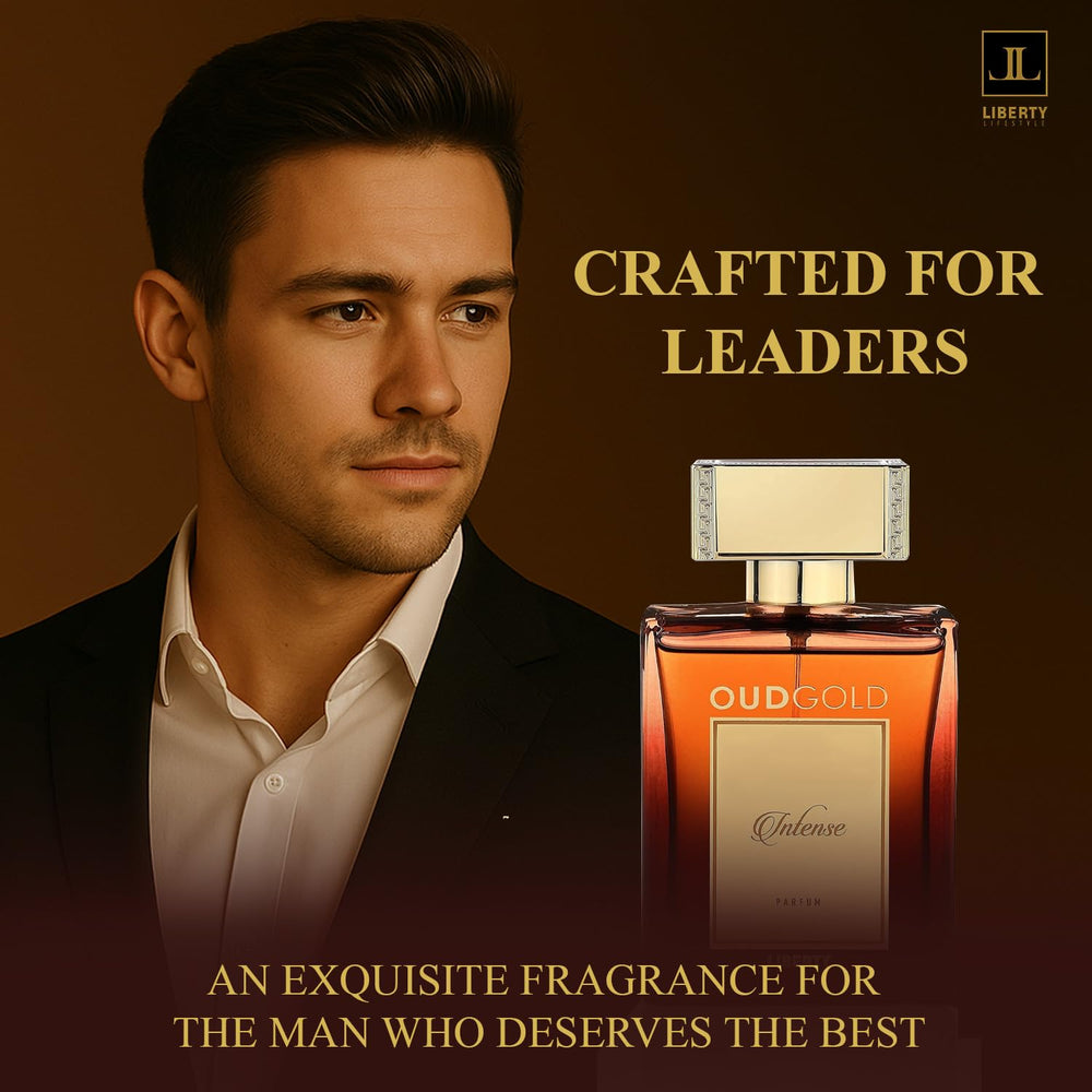 Liberty OudGold Intense box-open reveals sleek packaging and premium presentation