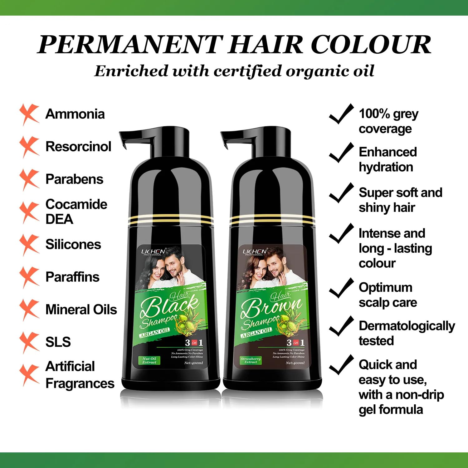 Lichen Professional 3-in-1 formula highlights shampoo, dye, and conditioner in one step.
