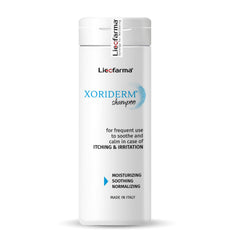 Licofarma Xoriderm Shampoo bottle, gentle natural formula for sensitive scalps.
