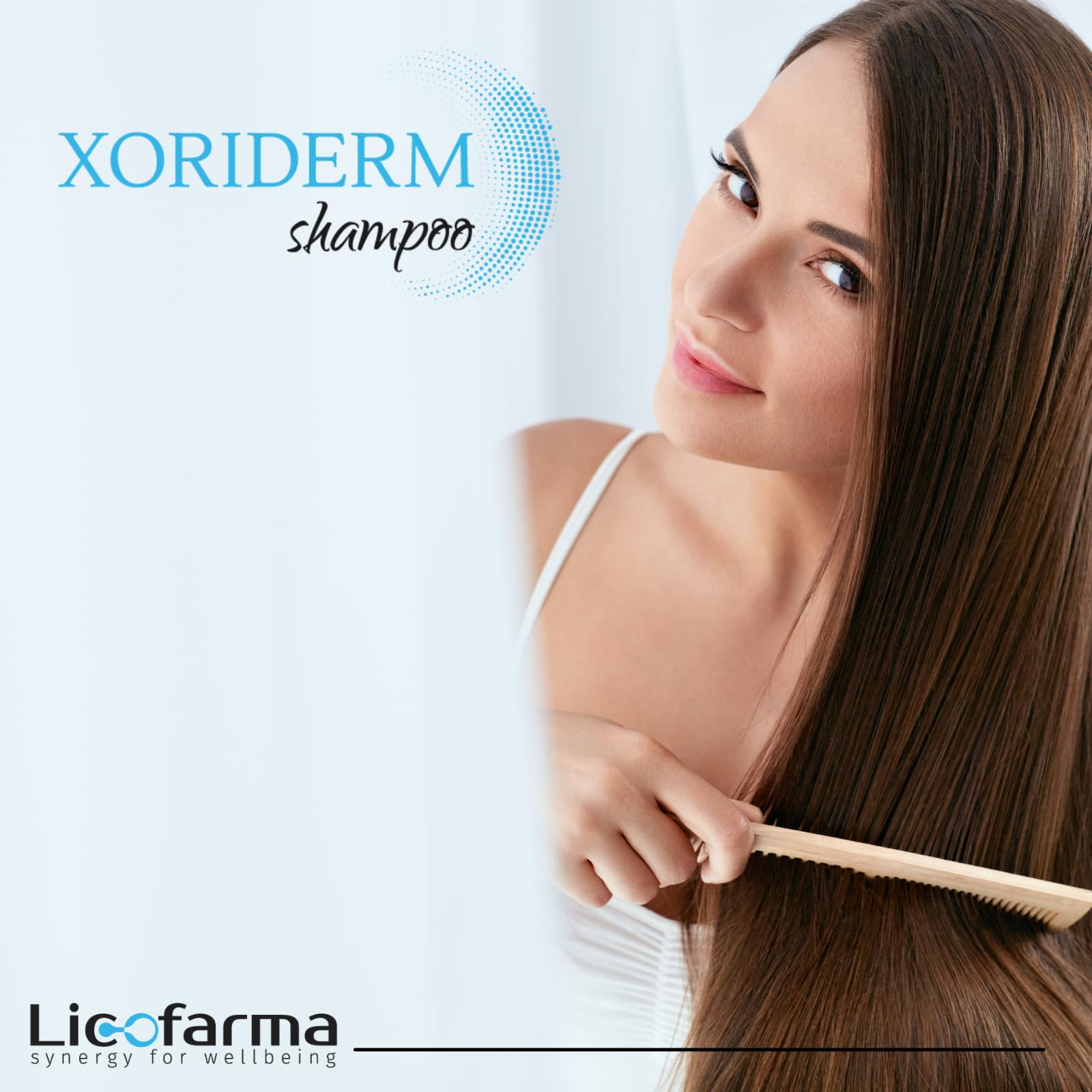 Licofarma Xoriderm Shampoo bottle ready for daily scalp care routine.