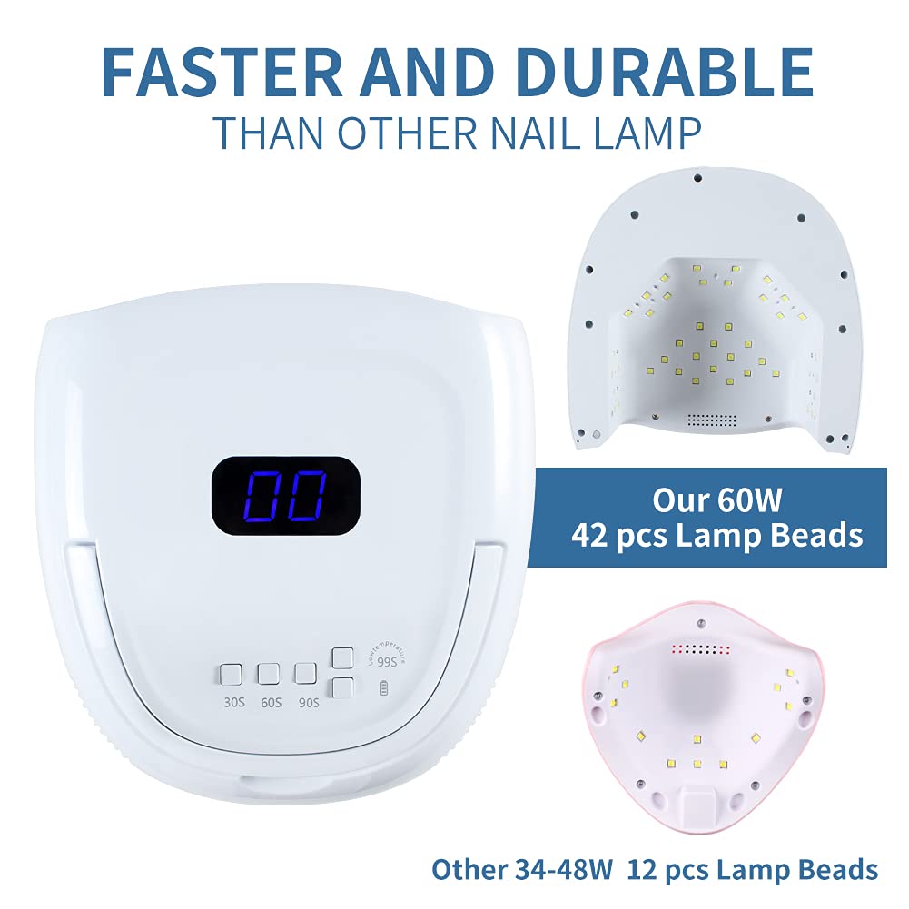 Liddy Art UV LED Nail Lamp 60W interior with full-coverage 42 LEDs for even curing.
