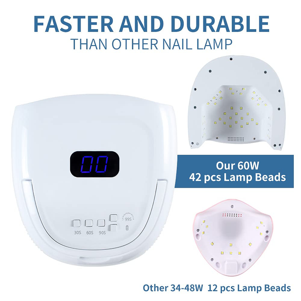 Liddy Art UV LED Nail Lamp 60W interior with full-coverage 42 LEDs for even curing.