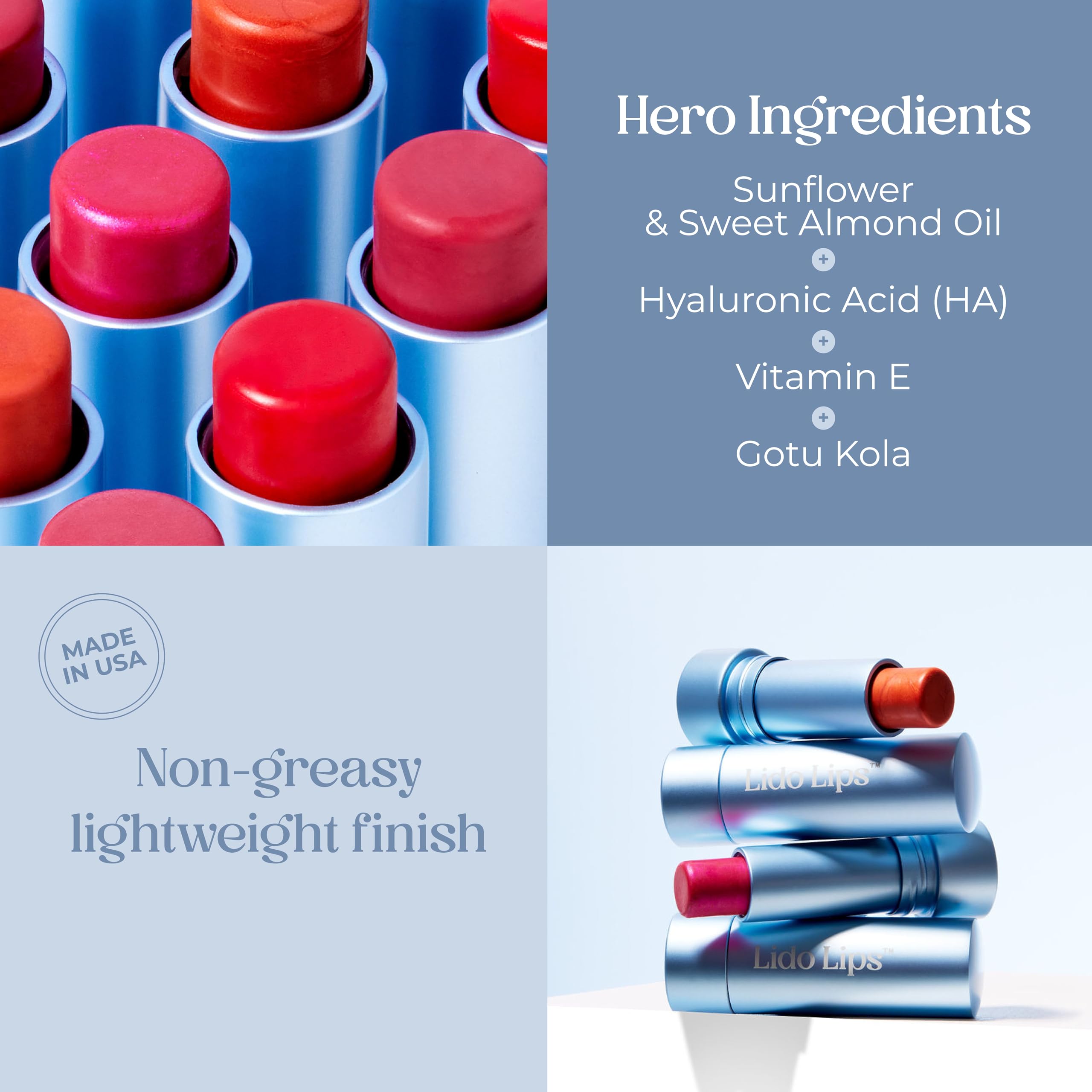 Lido Lips vitamin-e-nourishment protects lips and promotes softness and resilience.