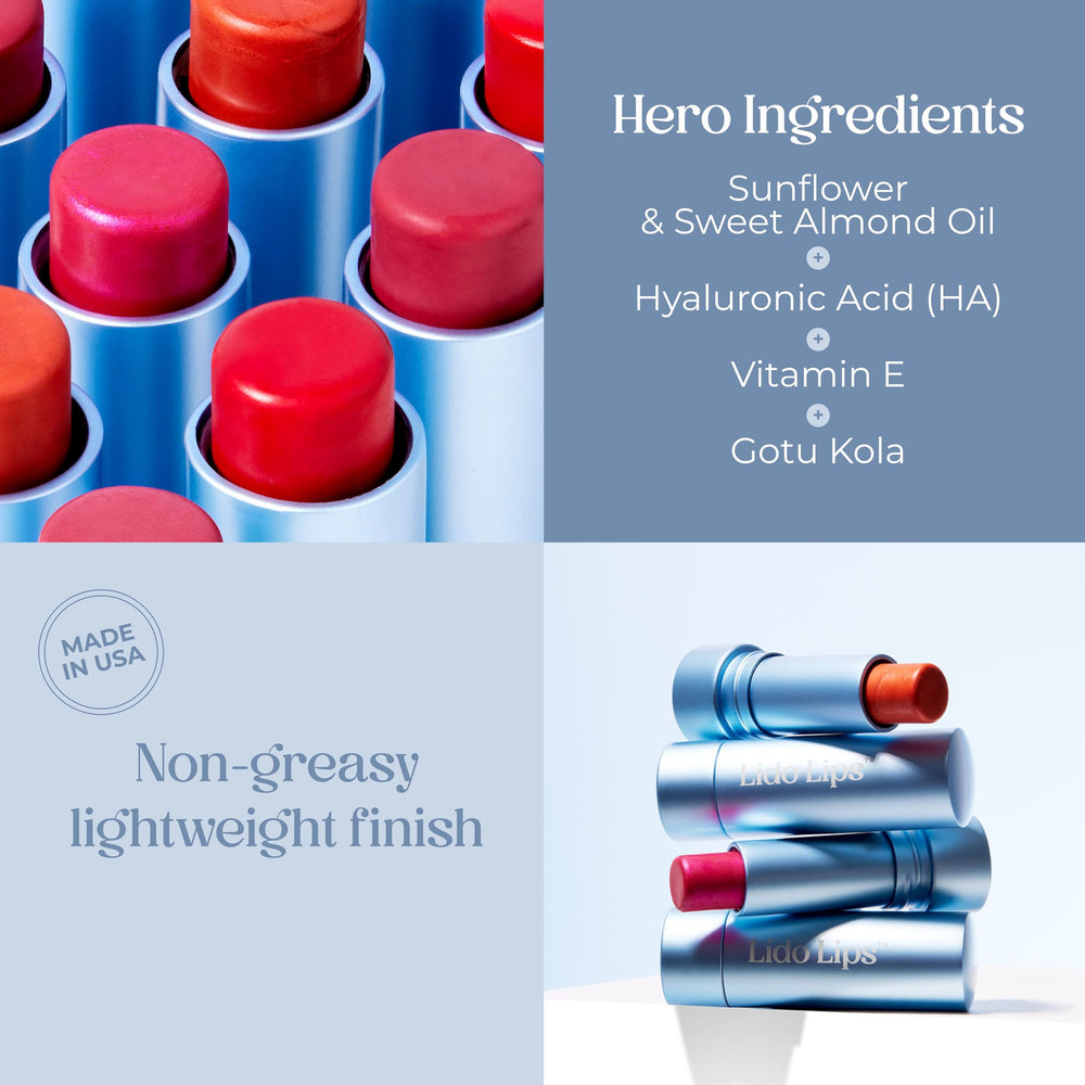 Lido Lips vitamin-e-nourishment protects lips and promotes softness and resilience.