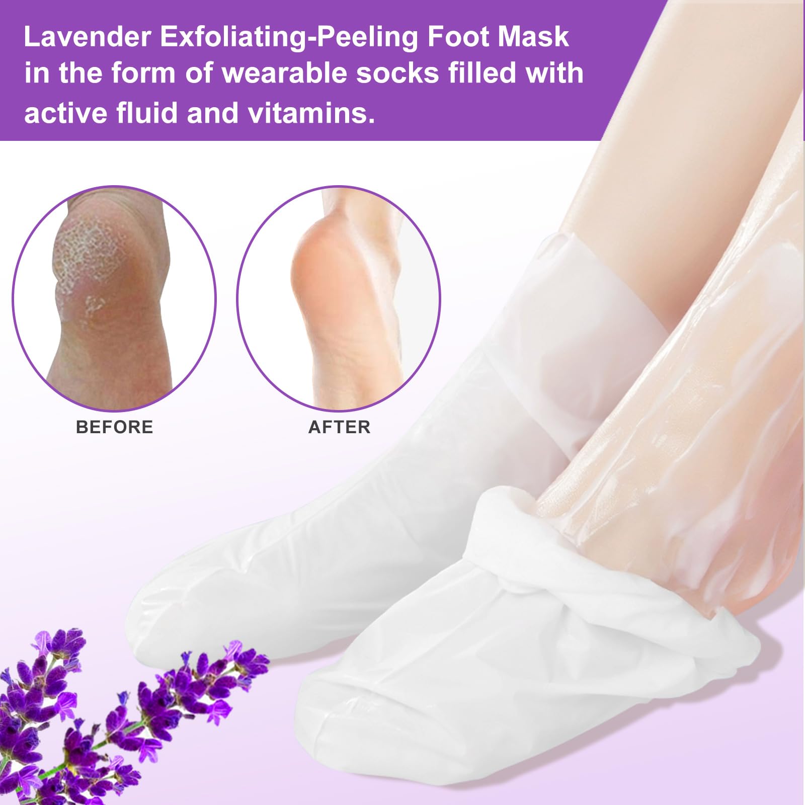 Close-up of Liefiet lavender liquid used for foot care