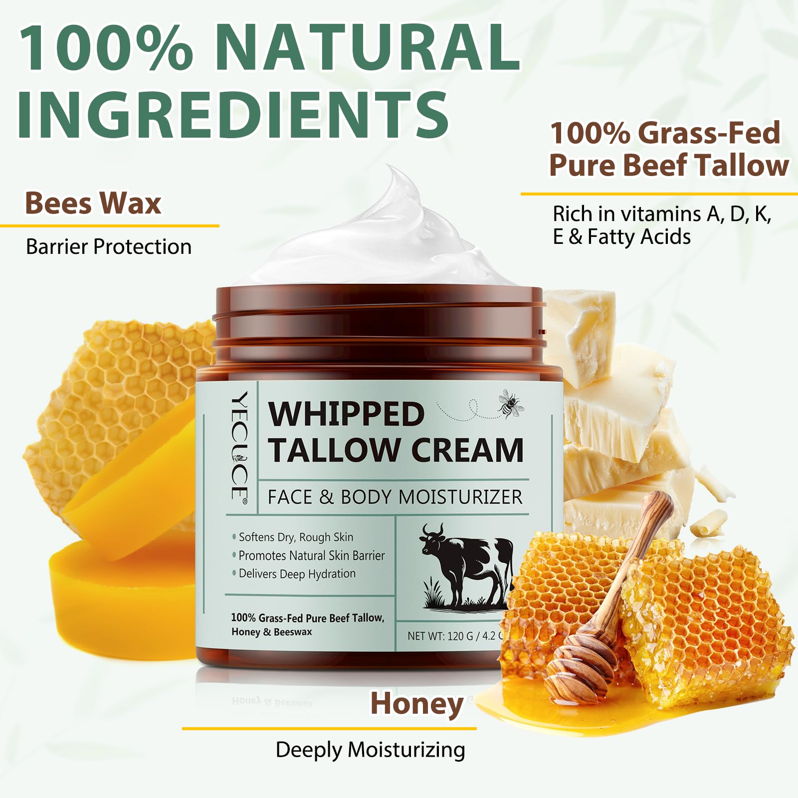 Liefiet Grass-fed Tallow Ingredient Closeup highlights nutrient-rich formula.