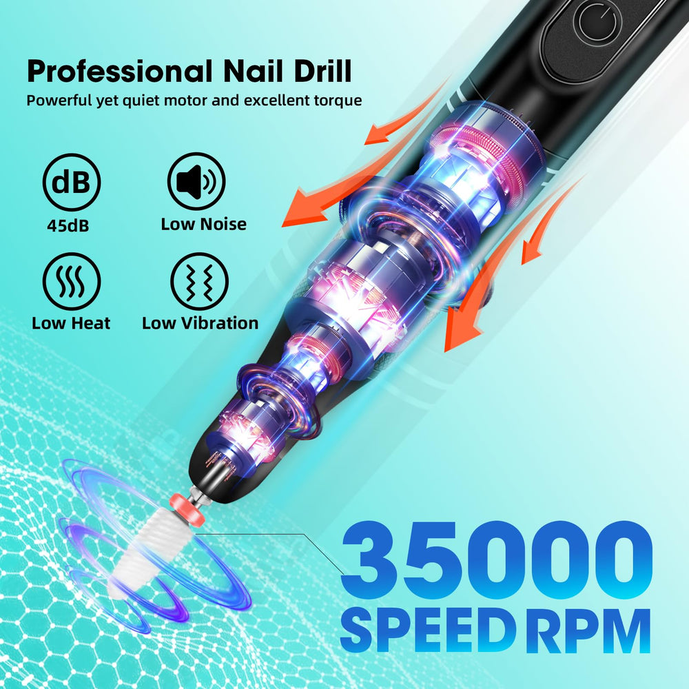 LIERKISS nail drill bit lock demonstrates secure bit changes during use.