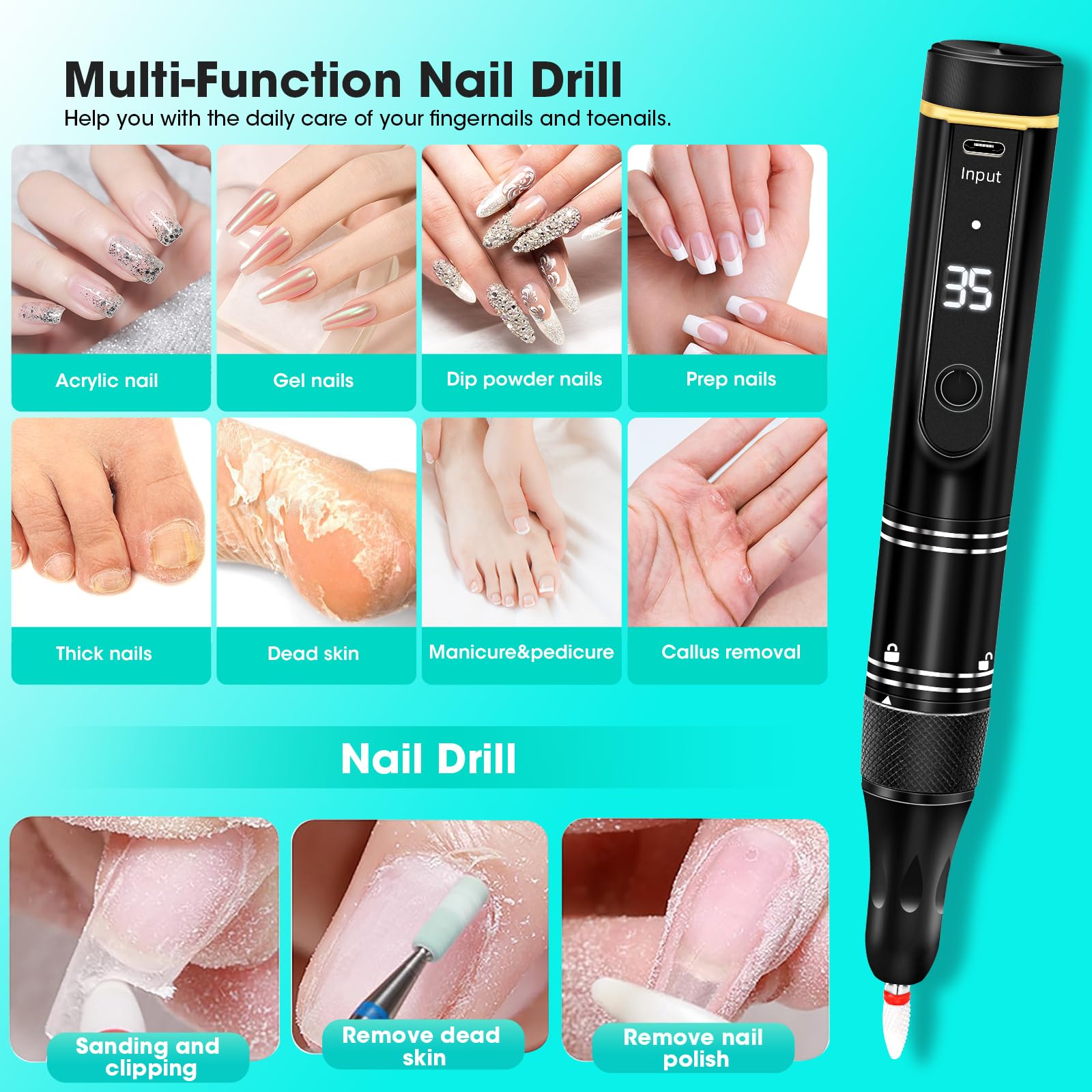 LIERKISS nail drill sanding bands included for quick prep and finish.