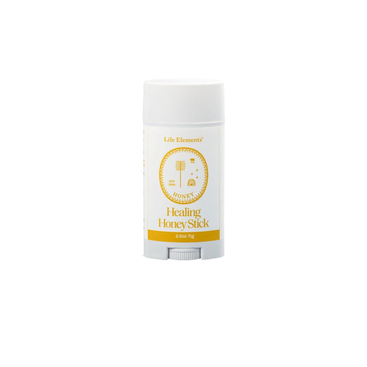 Life Elements Healing Honey Stick image, smooth balm for dry skin and lips with pure bee goodness.