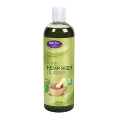 Life-Flo hempseed oil bottle demonstrates a versatile carrier for skin and hair care.