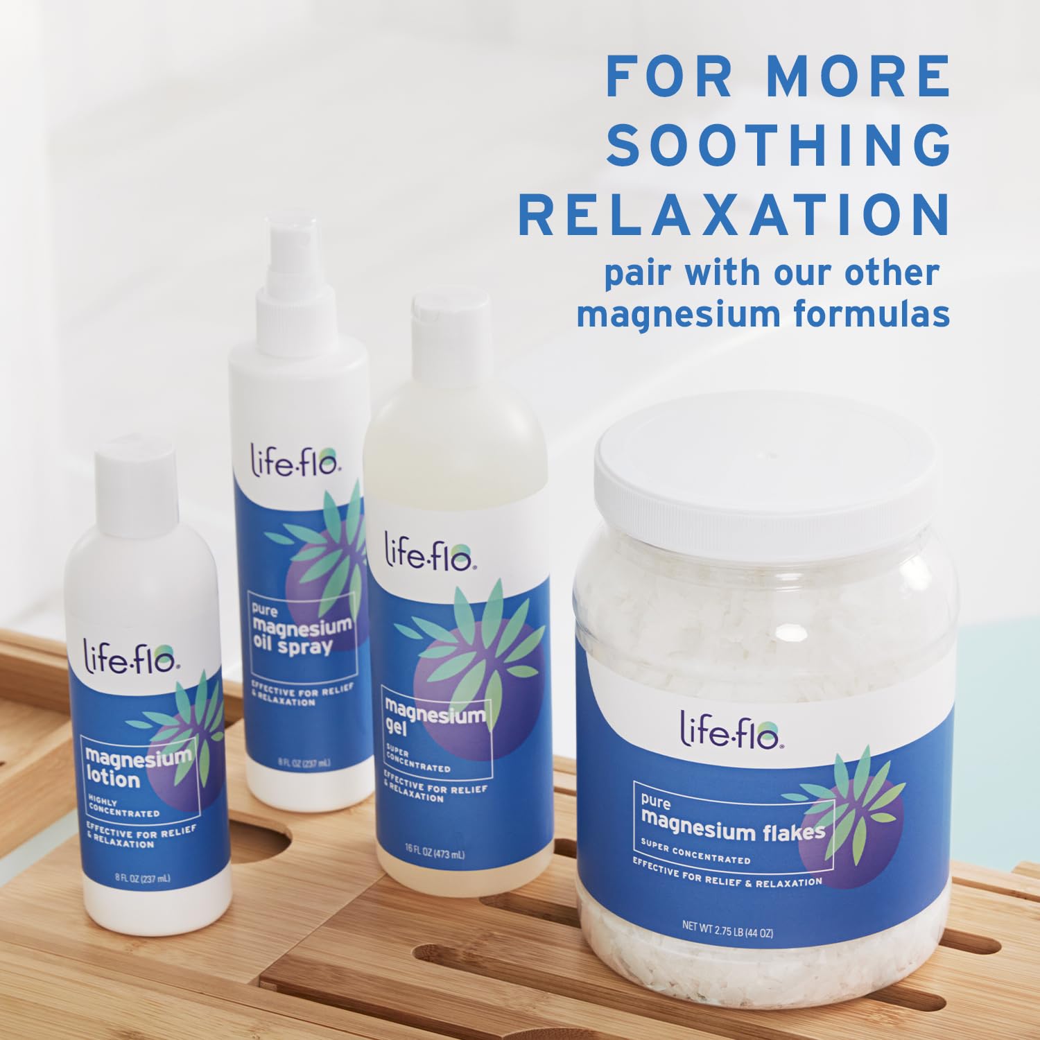 Life-flo Lavender foam bath soak closeup emphasizes luxurious lather for dry skin care.