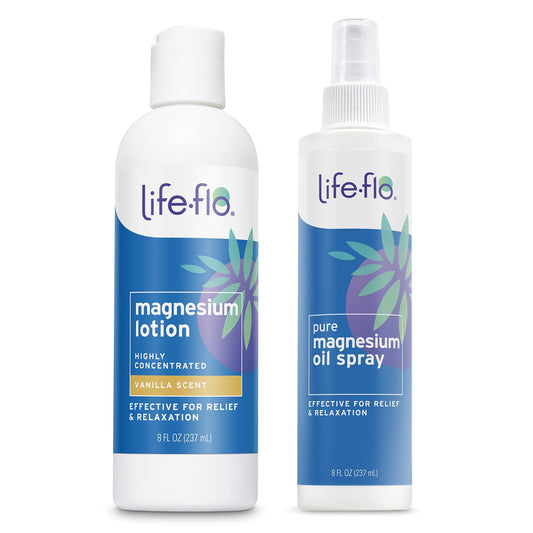 Life-flo Magnesium Lotion bottle pour shows easy dispensing for daily use