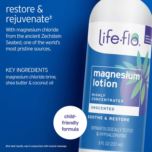 Life-flo Magnesium Lotion pump dispensing for easy targeted relief.
