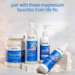Life-flo Magnesium Lotion unscented bottle with vanilla scent option.