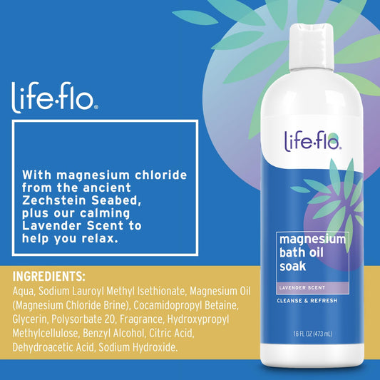 Life-flo Magnesium Oil Bath Soak Lavender bubble closeup showing gentle cleansing.