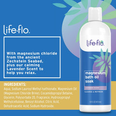 Life-flo Magnesium Oil Bath Soak Lavender bubble closeup showing gentle cleansing.