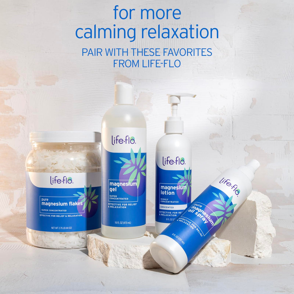LIFE-FLO Packaging shows two bottles for home or travel